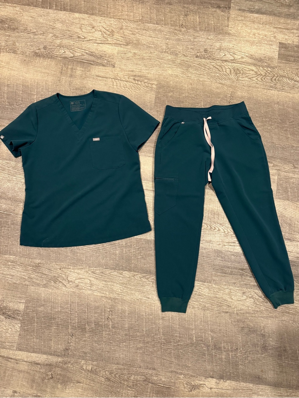 Dark Green Scrub Set - Top & Jogger Pants